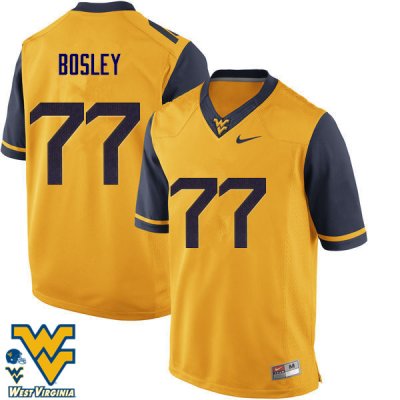 Men's West Virginia Mountaineers NCAA #77 Bruce Bosley Gold Authentic Nike Stitched College Football Jersey PK15E58KD